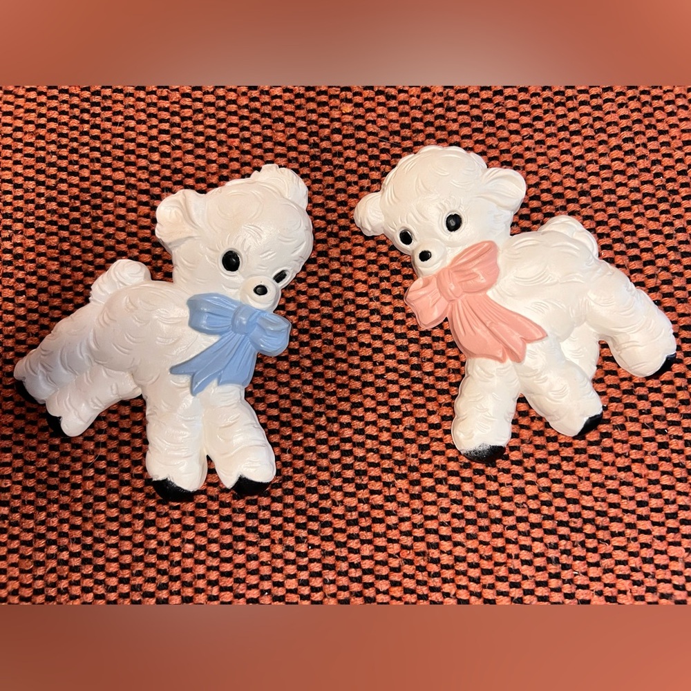 Vintage Homco Baby Lambs Nursery Wall Decor Wall Hangings Collectibles in great